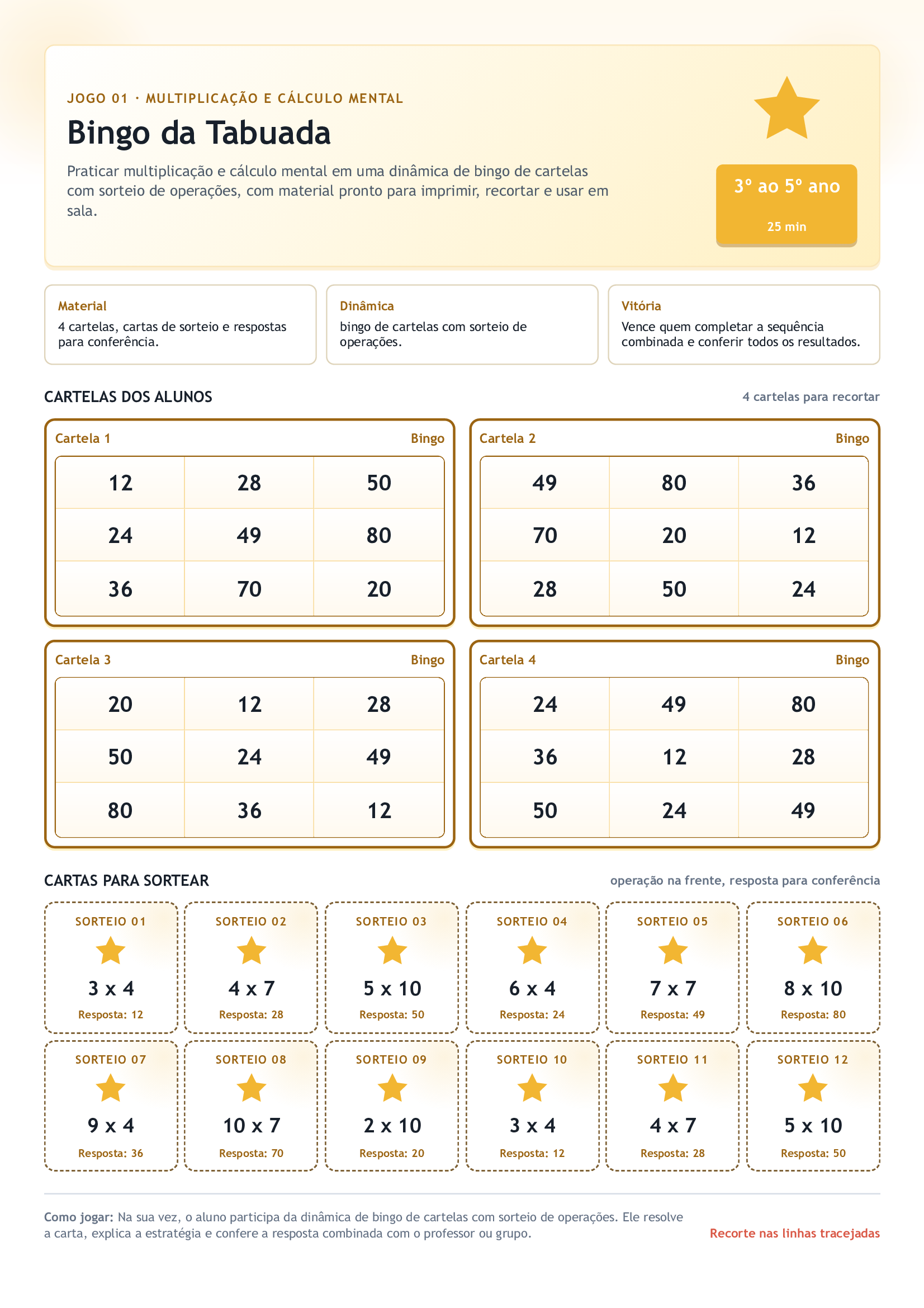 Prévia do jogo bingo da tabuada